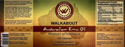 Walkabout Australian Emu Oil Capsules supplement facts label
