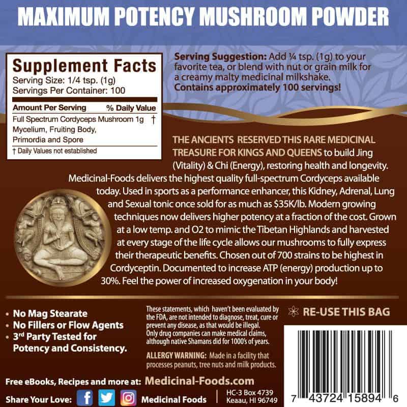 Supplement facts label