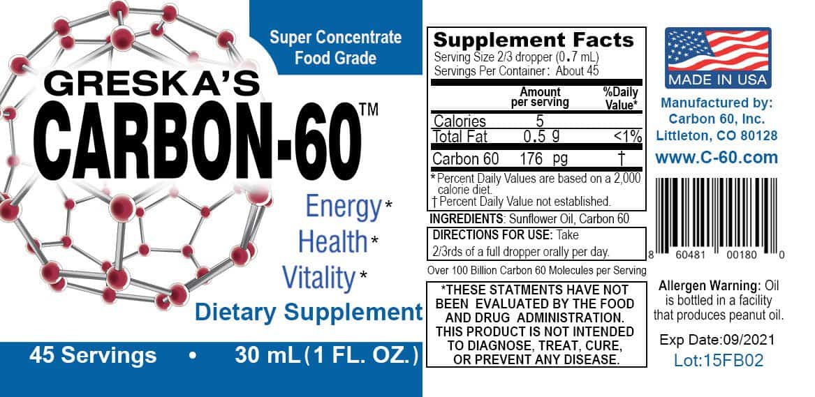 Supplement facts label