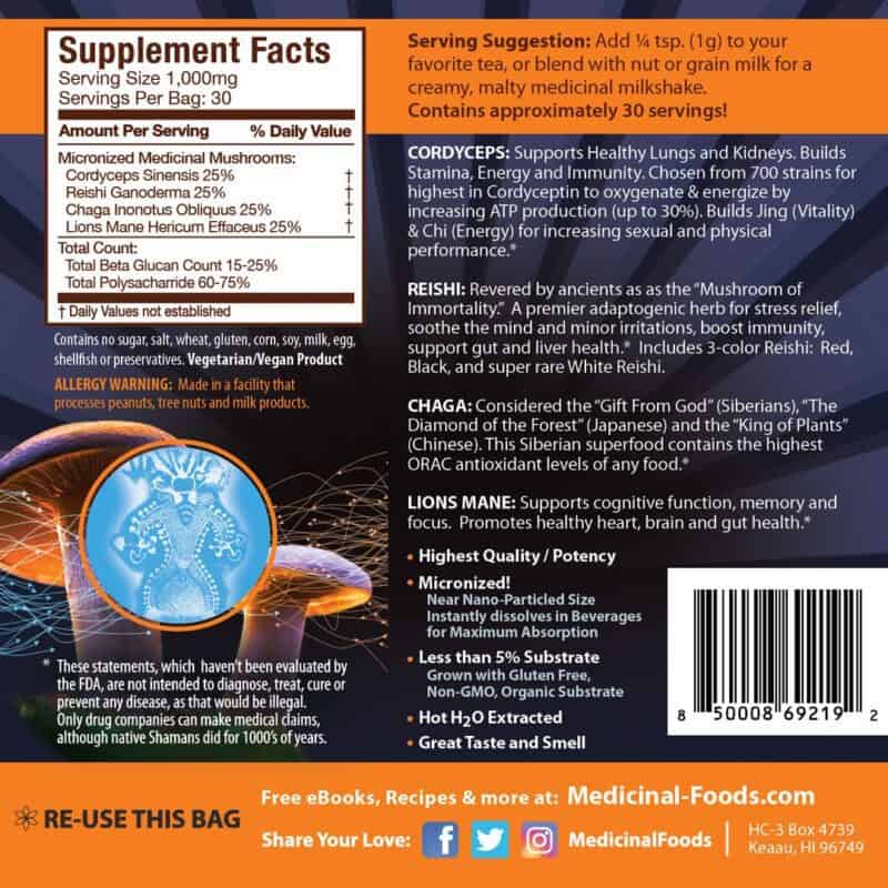 Supplement facts label