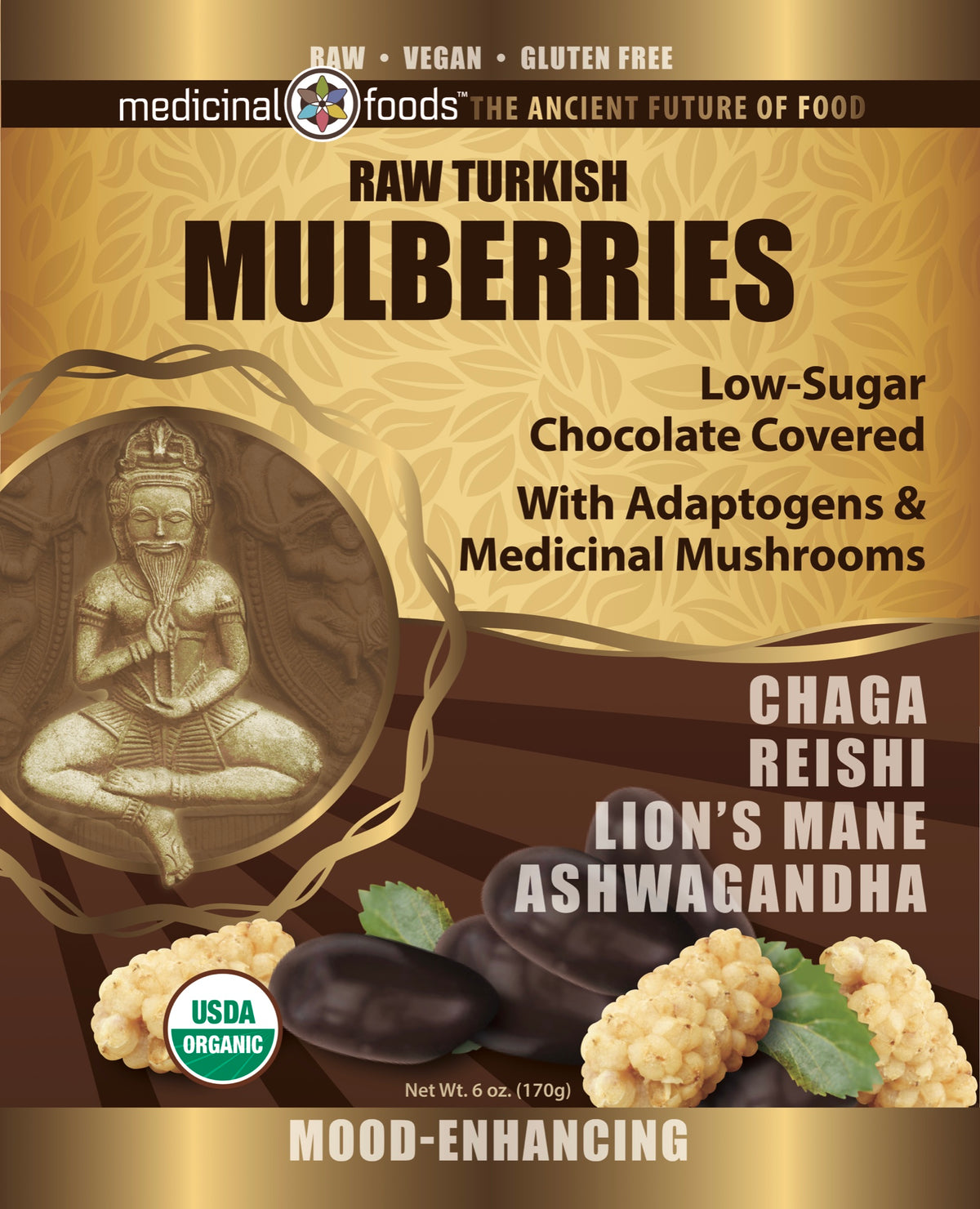 Chocolate Covered Mulberries 6 oz bag, new packaging