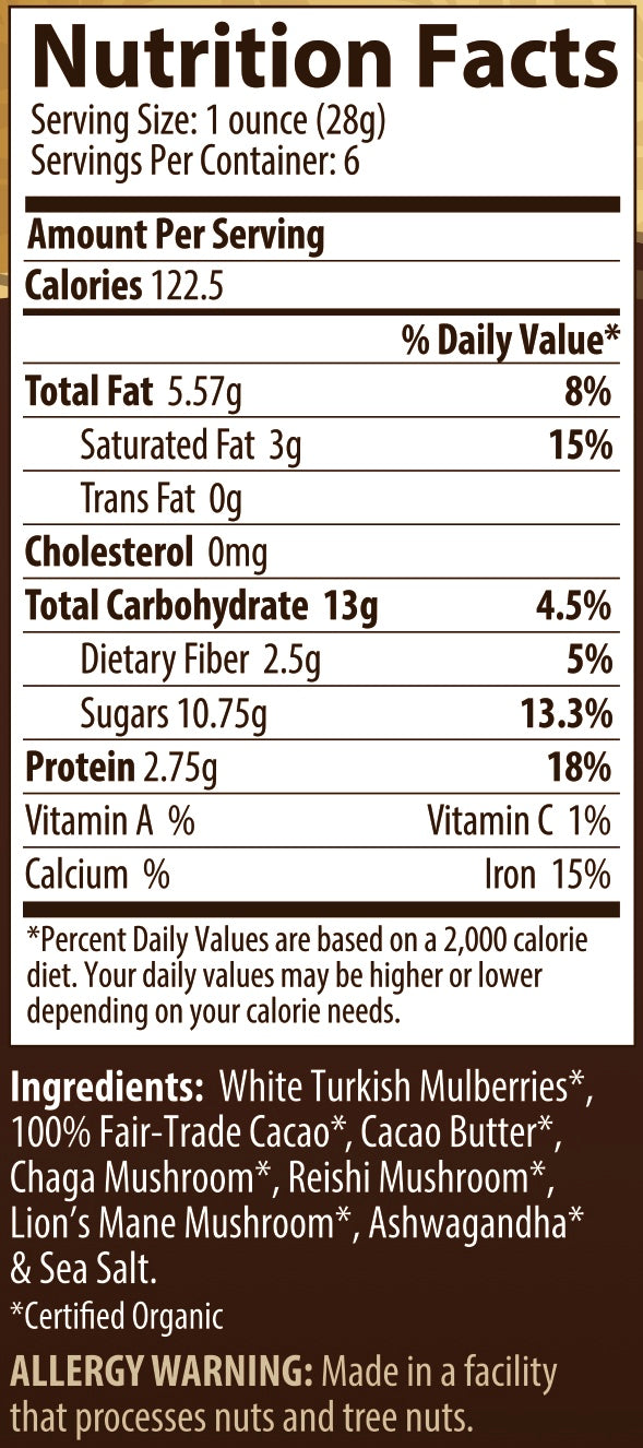 Chocolate Covered Mulberries nutrition facts and ingredients
