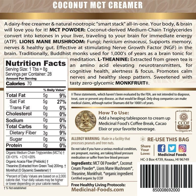 Supplement facts label