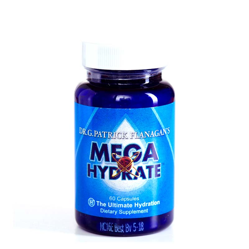 MegaHydrate antioxidant supplement in blue bottle