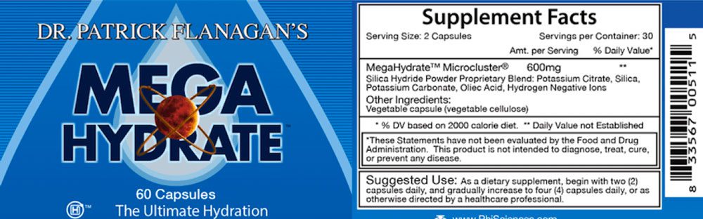 Dr. Patrick Flanagan's Antioxidant Label Supplement Facts