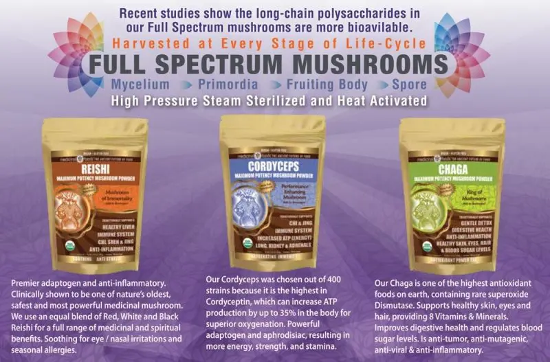 Full Spectrum Mushrooms Long Chain Polysaccharides Heat Activated