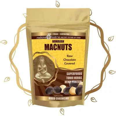 Chocolate Macadamia Nuts Product Front Gold Leaf