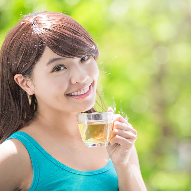 Chaga Mushroom Tea Young Woman Drinking