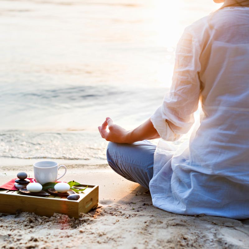 Chaga Tea Meditation Beach Woman
