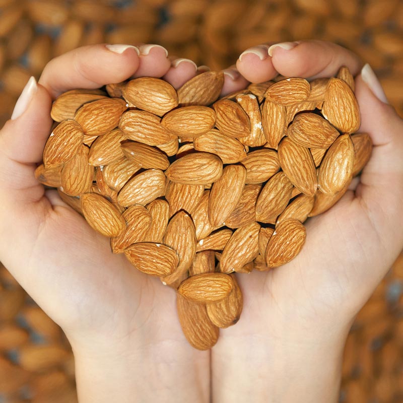 Organic Raw Almonds Heart Hands