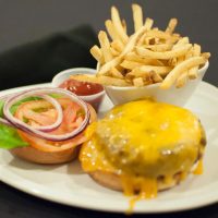 Fast Food Cheeseburger and French Fries