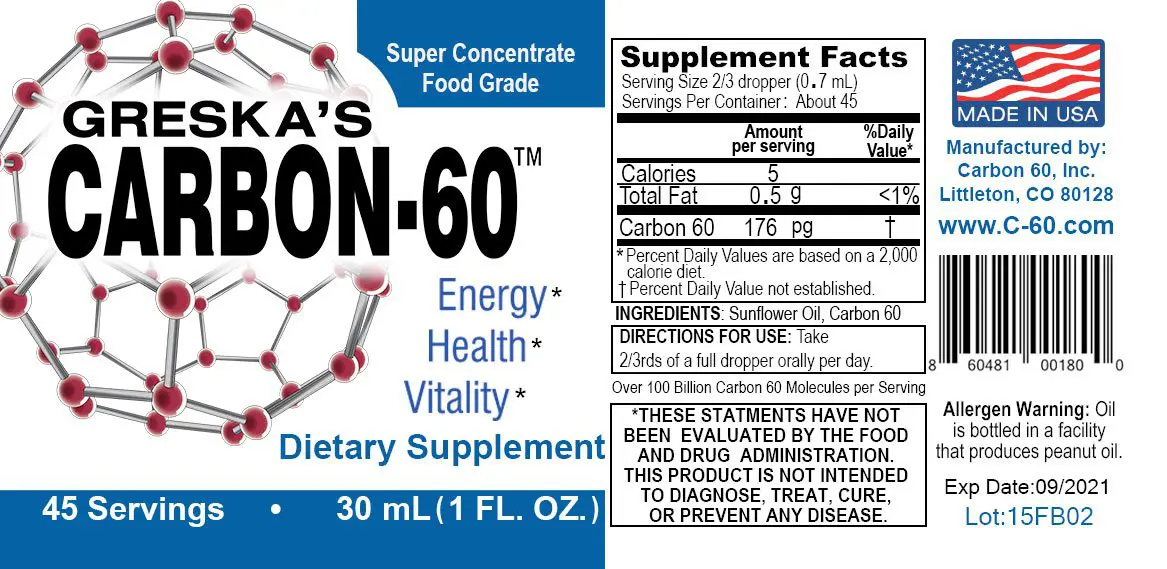 Greska C60 Supplement Ingredients Label Directions