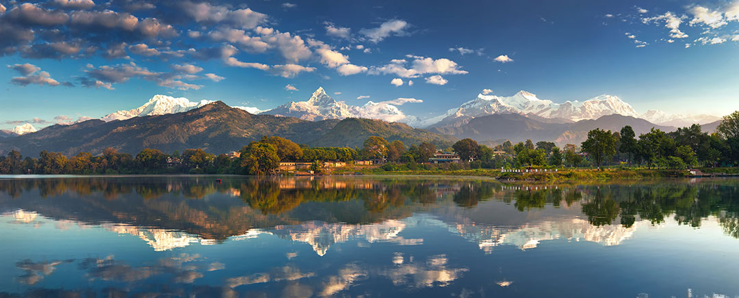 Panoramic Himalaya Mountains Lake