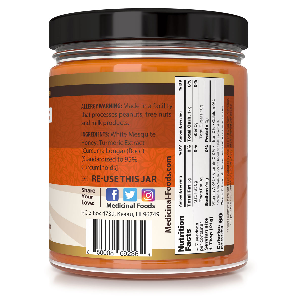 Turmeric Honey Label Back Nutrition