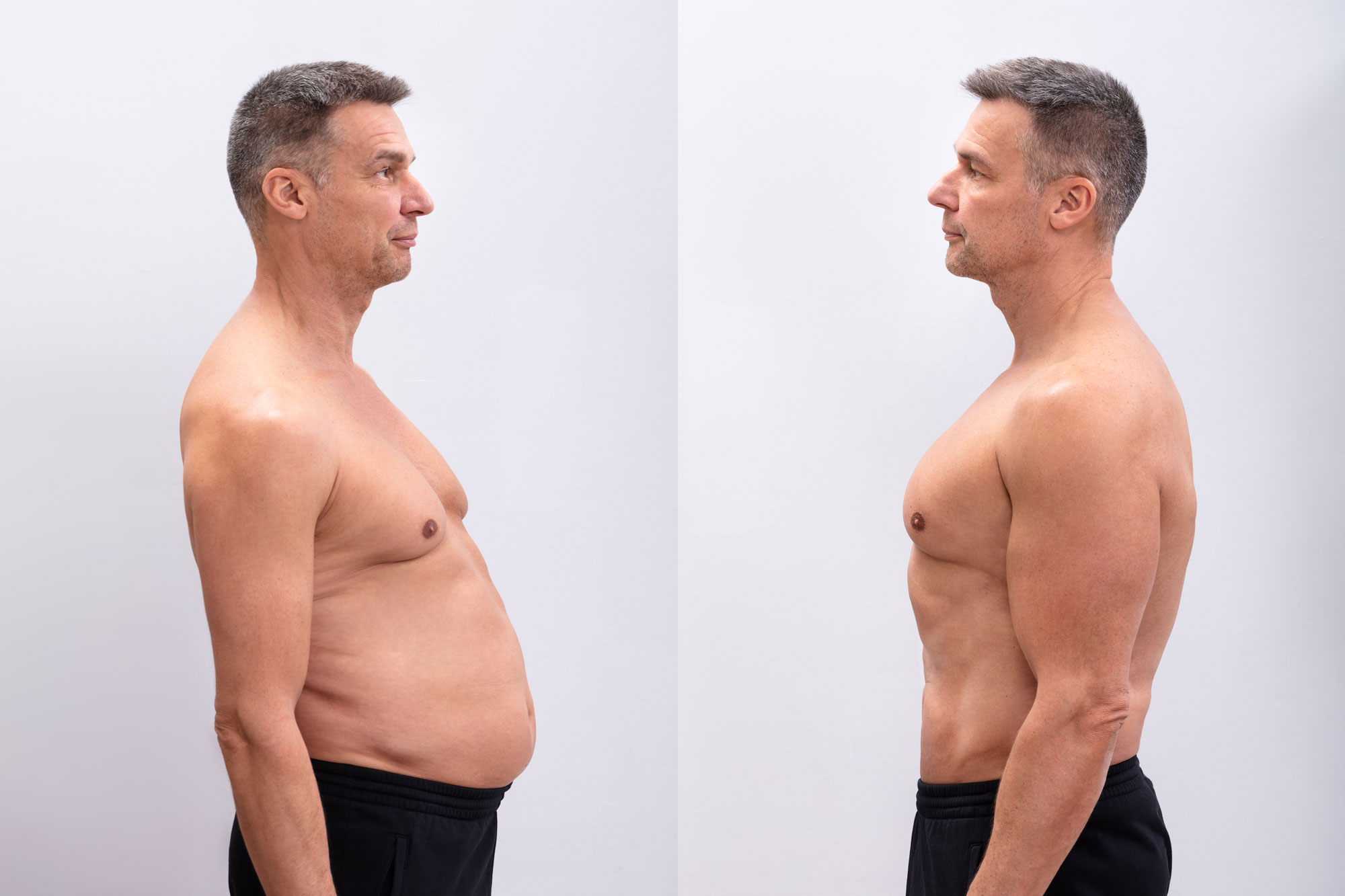 Man Beer Flat Belly Before After