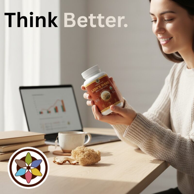 Lions Mane. Think Better. Lion’s Mane Caps, Full Spectrum Highest Potency